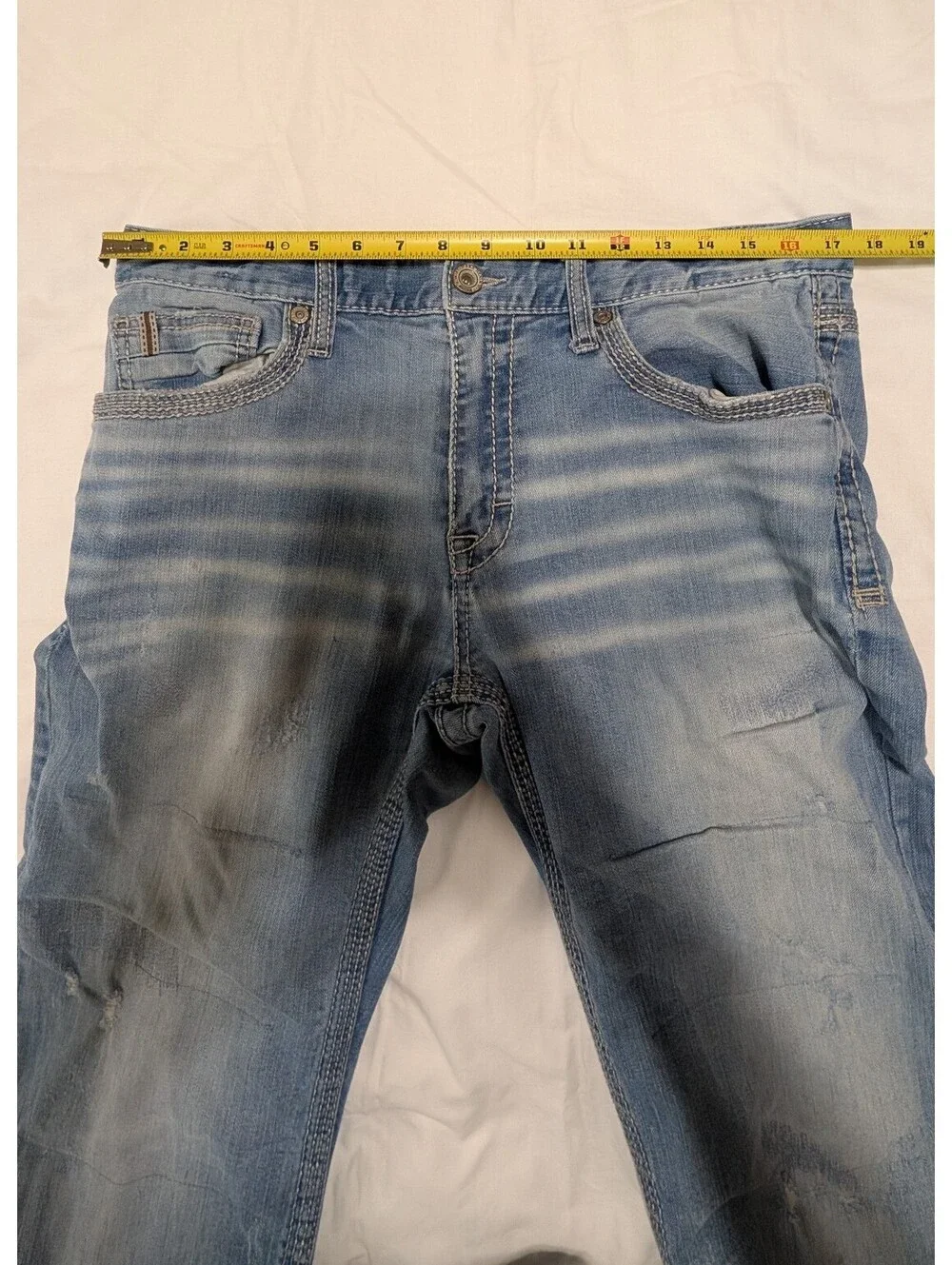 BKE Jake Bootleg Jeans Men’s 34L Light Wash Buckle Denim Bootcut Stretch